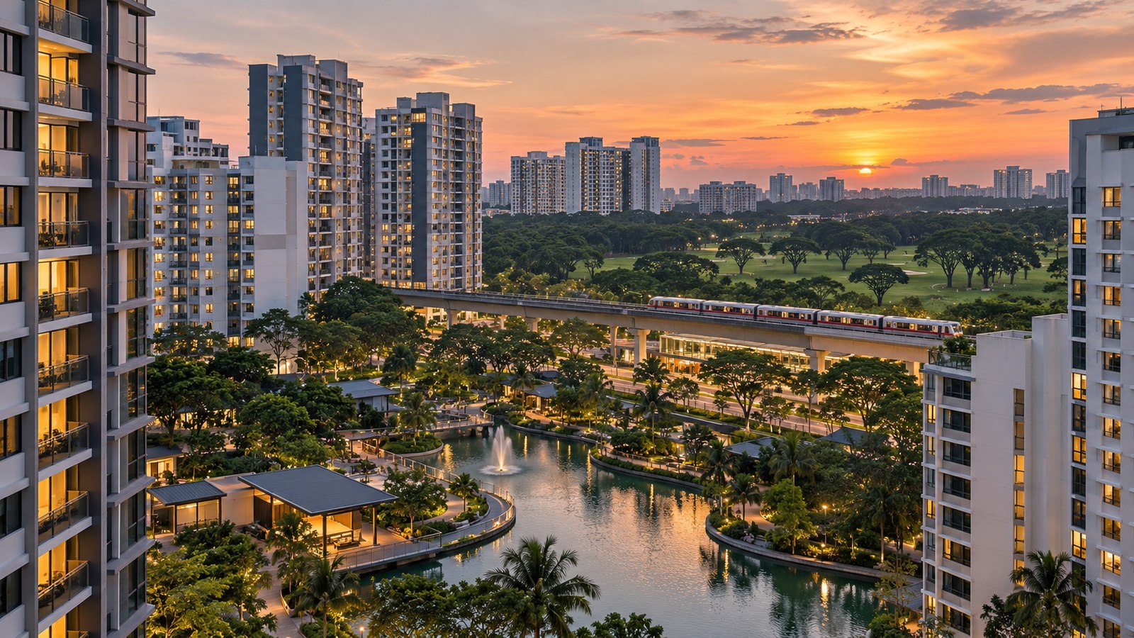 Thomson Reserve condominium towers near Bright Hill MRT station with landscaped gardens and Singapore Island Country Club greenery in the background